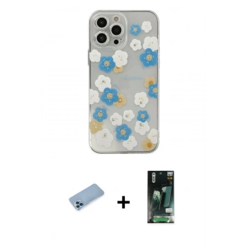 MARSİLYAN™- iPhone 13 Pro Max Kılıf Eksen Asil Prime - Şeffaf 360 Full Body Arka Koruyucu + Shine Kamera Lens Koruma Cam - MI