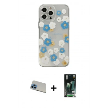 MARSİLYAN™- iPhone 13 Pro Max Kılıf Eksen Asil Prime - Şeffaf 360 Full Body Arka Koruyucu + Rainbow Kamera Lens Koruma Cam - MI