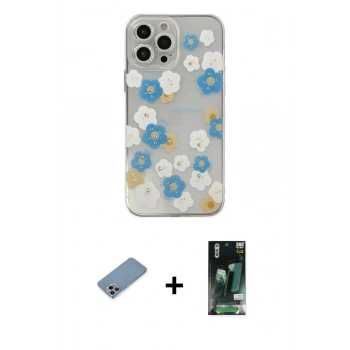 MARSİLYAN™- iPhone 13 Pro Max Kılıf Eksen Asil Prime - Şeffaf 360 Full Body Arka Koruyucu + Shine Kamera Lens Koruma Cam - GI