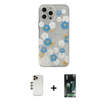 MARSİLYAN™- iPhone 13 Pro Max Kılıf Eksen Asil Prime - Şeffaf 360 Full Body Arka Koruyucu + Shine Kamera Lens - GD