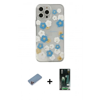 MARSİLYAN™- iPhone 13 Pro Max Kılıf Eksen Asil Prime - Şeffaf 360 Full Body Arka Koruyucu + Shine Kamera Lens Koruma Cam - PE