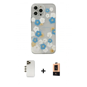 MARSİLYAN™- iPhone 13 Pro Max Kılıf Eksen Asil Prime - Şeffaf Maxco Cam Ekran Koruyucu + Shine Kamera Lens - GD