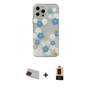 MARSİLYAN™- iPhone 13 Pro Max Kılıf Eksen Asil Prime - Şeffaf Maxco Cam Ekran Koruyucu + Rainbow Kamera Lens Koruma Cam - KI