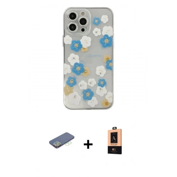 MARSİLYAN™- iPhone 13 Pro Max Kılıf Eksen Asil Prime - Şeffaf Maxco Cam Ekran Koruyucu + Renkli Kamera Lens Koruma Cam - YL