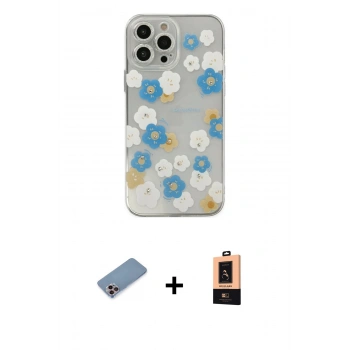 MARSİLYAN™- iPhone 13 Pro Max Kılıf Eksen Asil Prime - Şeffaf Maxco Cam Ekran Koruyucu + Shine Kamera Lens Koruma Cam - PE
