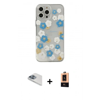 MARSİLYAN™- iPhone 13 Pro Max Kılıf Eksen Asil Prime - Şeffaf Maxco Cam Ekran Koruyucu + Pers Alüminyum Kamera Lens - SABE