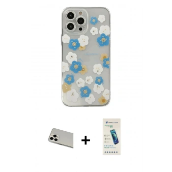 MARSİLYAN™- iPhone 13 Pro Max Kılıf Eksen Asil Prime - Şeffaf Pasifik Cam Ekran Koruyucu + Rainbow Kamera Lens Koruma Cam - BZ
