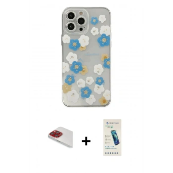 MARSİLYAN™- iPhone 13 Pro Max Kılıf Eksen Asil Prime - Şeffaf Pasifik Cam Ekran Koruyucu + Pers Alüminyum Kamera Lens - KI