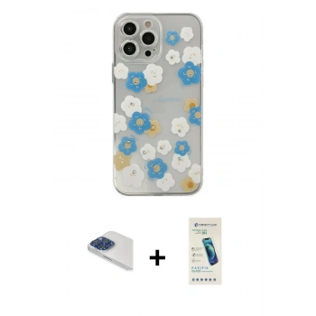 MARSİLYAN™- iPhone 13 Pro Max Kılıf Eksen Asil Prime - Şeffaf Pasifik Cam Ekran Koruyucu + Pers Alüminyum Kamera Lens - LT