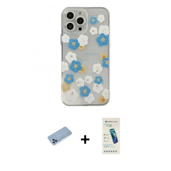 MARSİLYAN™- iPhone 13 Pro Max Kılıf Eksen Asil Prime - Şeffaf Pasifik Cam Ekran Koruyucu + Shine Kamera Lens Koruma Cam - MI