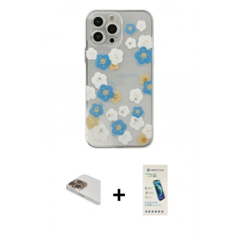 MARSİLYAN™- iPhone 13 Pro Max Kılıf Eksen Asil Prime - Şeffaf Pasifik Cam Ekran Koruyucu + Pers Alüminyum Kamera Lens - GD