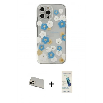 MARSİLYAN™- iPhone 13 Pro Max Kılıf Eksen Asil Prime - Şeffaf Pasifik Cam Ekran Koruyucu + Rainbow Kamera Lens Koruma Cam - REGD