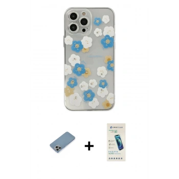 MARSİLYAN™- iPhone 13 Pro Max Kılıf Eksen Asil Prime - Şeffaf Pasifik Cam Ekran Koruyucu + Shine Kamera Lens Koruma Cam - GI
