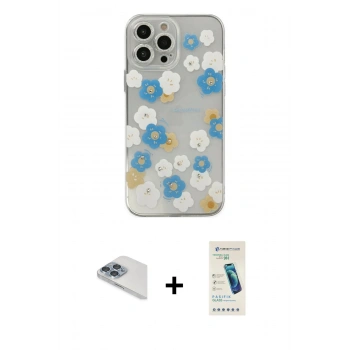 MARSİLYAN™- iPhone 13 Pro Max Kılıf Eksen Asil Prime - Şeffaf Pasifik Cam Ekran Koruyucu + Pers Alüminyum Kamera Lens - SABE