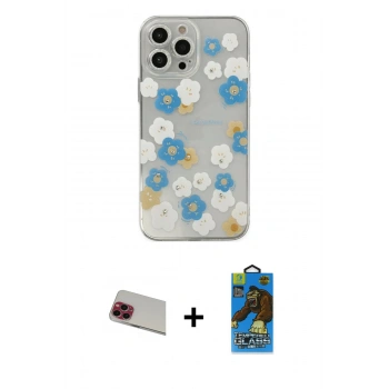 MARSİLYAN™- iPhone 13 Pro Max Kılıf Eksen Asil Prime - Siyah 18D Cam Ekran Koruyucu + Rainbow Kamera Lens Koruma Cam - KI