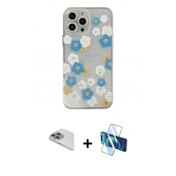 MARSİLYAN™- iPhone 13 Pro Max Kılıf Eksen Asil Prime - Siyah 3D Antistatik Cam Ekran Koruyucu + Pers Alüminyum Kamera Lens - SABE