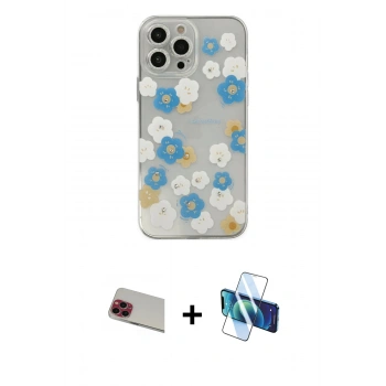 MARSİLYAN™- iPhone 13 Pro Max Kılıf Eksen Asil Prime - Siyah 3D Antistatik Cam Ekran Koruyucu + Rainbow Kamera Lens Koruma Cam - KI