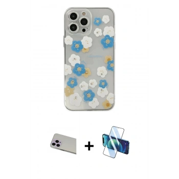 MARSİLYAN™- iPhone 13 Pro Max Kılıf Eksen Asil Prime - Siyah 3D Antistatik Cam Ekran Koruyucu + Rainbow Kamera Lens Koruma Cam - MR