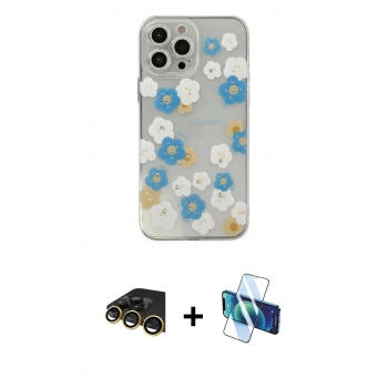 MARSİLYAN™- iPhone 13 Pro Max Kılıf Eksen Asil Prime - Siyah 3D Antistatik Cam Ekran Koruyucu + Raze Metal Kamera Lens - GD