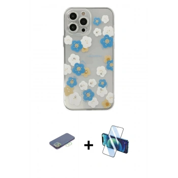 MARSİLYAN™- iPhone 13 Pro Max Kılıf Eksen Asil Prime - Siyah 3D Antistatik Cam Ekran Koruyucu + Renkli Kamera Lens Koruma Cam - YL