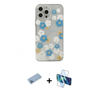 MARSİLYAN™- iPhone 13 Pro Max Kılıf Eksen Asil Prime - Siyah 3D Antistatik Cam Ekran Koruyucu + Shine Kamera Lens Koruma Cam - MI