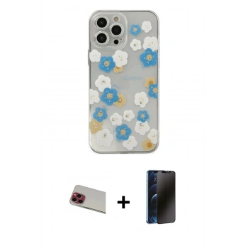 MARSİLYAN™- iPhone 13 Pro Max Kılıf Eksen Asil Prime - Siyah 3D Antistatik Hayalet Cam Ekran Koruyucu + Rainbow Kamera Lens Koruma Cam - KI