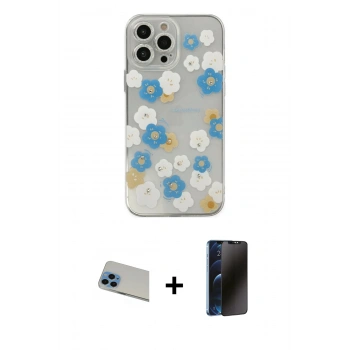MARSİLYAN™- iPhone 13 Pro Max Kılıf Eksen Asil Prime - Siyah 3D Antistatik Hayalet Cam Ekran Koruyucu + Rainbow Kamera Lens Koruma Cam - MI