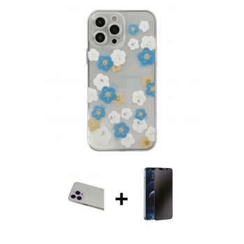 MARSİLYAN™- iPhone 13 Pro Max Kılıf Eksen Asil Prime - Siyah 3D Antistatik Hayalet Cam Ekran Koruyucu + Rainbow Kamera Lens Koruma Cam - MR