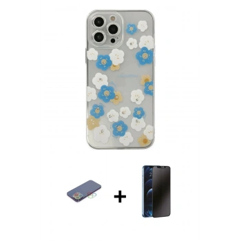 MARSİLYAN™- iPhone 13 Pro Max Kılıf Eksen Asil Prime - Siyah 3D Antistatik Hayalet Cam Ekran Koruyucu + Renkli Kamera Lens Koruma Cam - MI