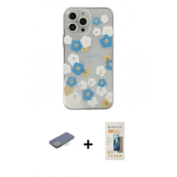 MARSİLYAN™- iPhone 13 Pro Max Kılıf Eksen Asil Prime - Siyah 6D Mat Seramik Hayalet Nano Ekran Koruyucu + Renkli Kamera Lens Koruma Cam - SI