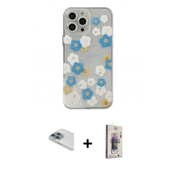 MARSİLYAN™- iPhone 13 Pro Max Kılıf Eksen Asil Prime - Siyah Bilvis 3D Cam Ekran Koruyucu + Pers Alüminyum Kamera Lens - SABE