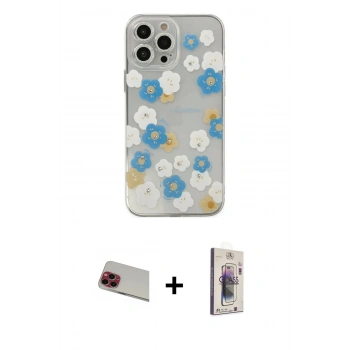 MARSİLYAN™- iPhone 13 Pro Max Kılıf Eksen Asil Prime - Siyah Bilvis 3D Cam Ekran Koruyucu + Rainbow Kamera Lens Koruma Cam - KI