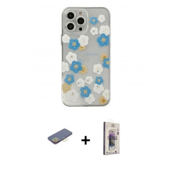 MARSİLYAN™- iPhone 13 Pro Max Kılıf Eksen Asil Prime - Siyah Bilvis 3D Cam Ekran Koruyucu + Renkli Kamera Lens Koruma Cam - SI