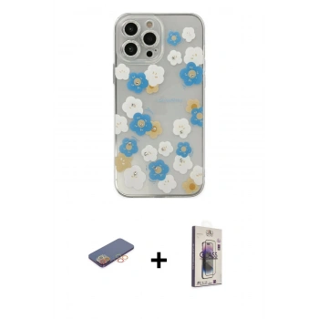 MARSİLYAN™- iPhone 13 Pro Max Kılıf Eksen Asil Prime - Siyah Bilvis 3D Cam Ekran Koruyucu + Renkli Kamera Lens Koruma Cam - TU