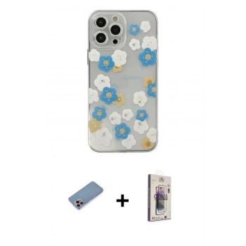 MARSİLYAN™- iPhone 13 Pro Max Kılıf Eksen Asil Prime - Siyah Bilvis 3D Cam Ekran Koruyucu + Shine Kamera Lens Koruma Cam - PE