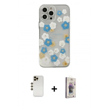 MARSİLYAN™- iPhone 13 Pro Max Kılıf Eksen Asil Prime - Siyah Bilvis 3D Cam Ekran Koruyucu + Shine Kamera Lens - GD