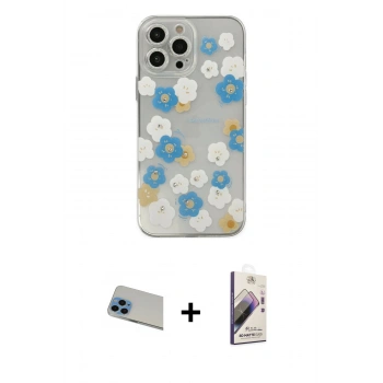 MARSİLYAN™- iPhone 13 Pro Max Kılıf Eksen Asil Prime - Siyah Bilvis 3D Mat Cam Ekran Koruyucu + Rainbow Kamera Lens Koruma Cam - MI