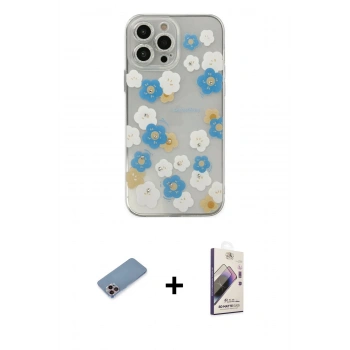 MARSİLYAN™- iPhone 13 Pro Max Kılıf Eksen Asil Prime - Siyah Bilvis 3D Mat Cam Ekran Koruyucu + Shine Kamera Lens Koruma Cam - PE
