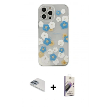MARSİLYAN™- iPhone 13 Pro Max Kılıf Eksen Asil Prime - Siyah Bilvis 3D Mat Cam Ekran Koruyucu + Pers Alüminyum Kamera Lens - SABE
