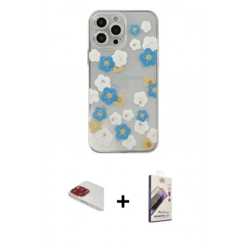 MARSİLYAN™- iPhone 13 Pro Max Kılıf Eksen Asil Prime - Siyah Bilvis 3D Mat Cam Ekran Koruyucu + Pers Alüminyum Kamera Lens - KI