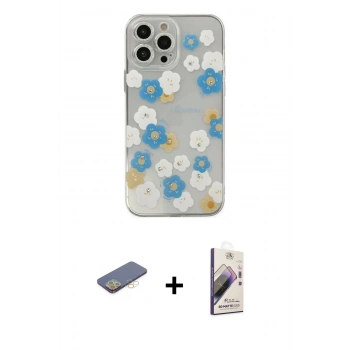 MARSİLYAN™- iPhone 13 Pro Max Kılıf Eksen Asil Prime - Siyah Bilvis 3D Mat Cam Ekran Koruyucu + Renkli Kamera Lens Koruma Cam - SI