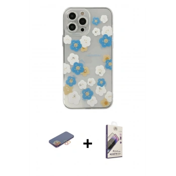 MARSİLYAN™- iPhone 13 Pro Max Kılıf Eksen Asil Prime - Siyah Bilvis 3D Mat Cam Ekran Koruyucu + Renkli Kamera Lens Koruma Cam - TU