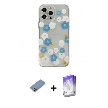 MARSİLYAN™- iPhone 13 Pro Max Kılıf Eksen Asil Prime - Siyah Bilvis 5in1 3D Magic Cam Ekran Koruyucu + Shine Kamera Lens Koruma Cam - GI