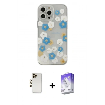 MARSİLYAN™- iPhone 13 Pro Max Kılıf Eksen Asil Prime - Siyah Bilvis 5in1 3D Magic Cam Ekran Koruyucu + Shine Kamera Lens - GD