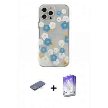 MARSİLYAN™- iPhone 13 Pro Max Kılıf Eksen Asil Prime - Siyah Bilvis 5in1 3D Magic Cam Ekran Koruyucu + Renkli Kamera Lens Koruma Cam - MI