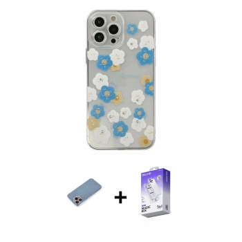 MARSİLYAN™- iPhone 13 Pro Max Kılıf Eksen Asil Prime - Siyah Bilvis 5in1 3D Magic Cam Ekran Koruyucu + Shine Kamera Lens Koruma Cam - PE