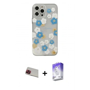 MARSİLYAN™- iPhone 13 Pro Max Kılıf Eksen Asil Prime - Siyah Bilvis 5in1 3D Magic Cam Ekran Koruyucu + Rainbow Kamera Lens Koruma Cam - KI
