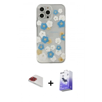 MARSİLYAN™- iPhone 13 Pro Max Kılıf Eksen Asil Prime - Siyah Bilvis 5in1 5D Magic Hayalet Cam Ekran Koruyucu + Pers Alüminyum Kamera Lens - KI