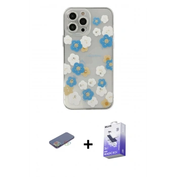 MARSİLYAN™- iPhone 13 Pro Max Kılıf Eksen Asil Prime - Siyah Bilvis 5in1 5D Magic Hayalet Cam Ekran Koruyucu + Renkli Kamera Lens Koruma Cam - MI