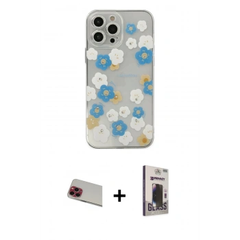 MARSİLYAN™- iPhone 13 Pro Max Kılıf Eksen Asil Prime - Siyah Bilvis Hayalet Cam Ekran Koruyucu + Rainbow Kamera Lens Koruma Cam - KI